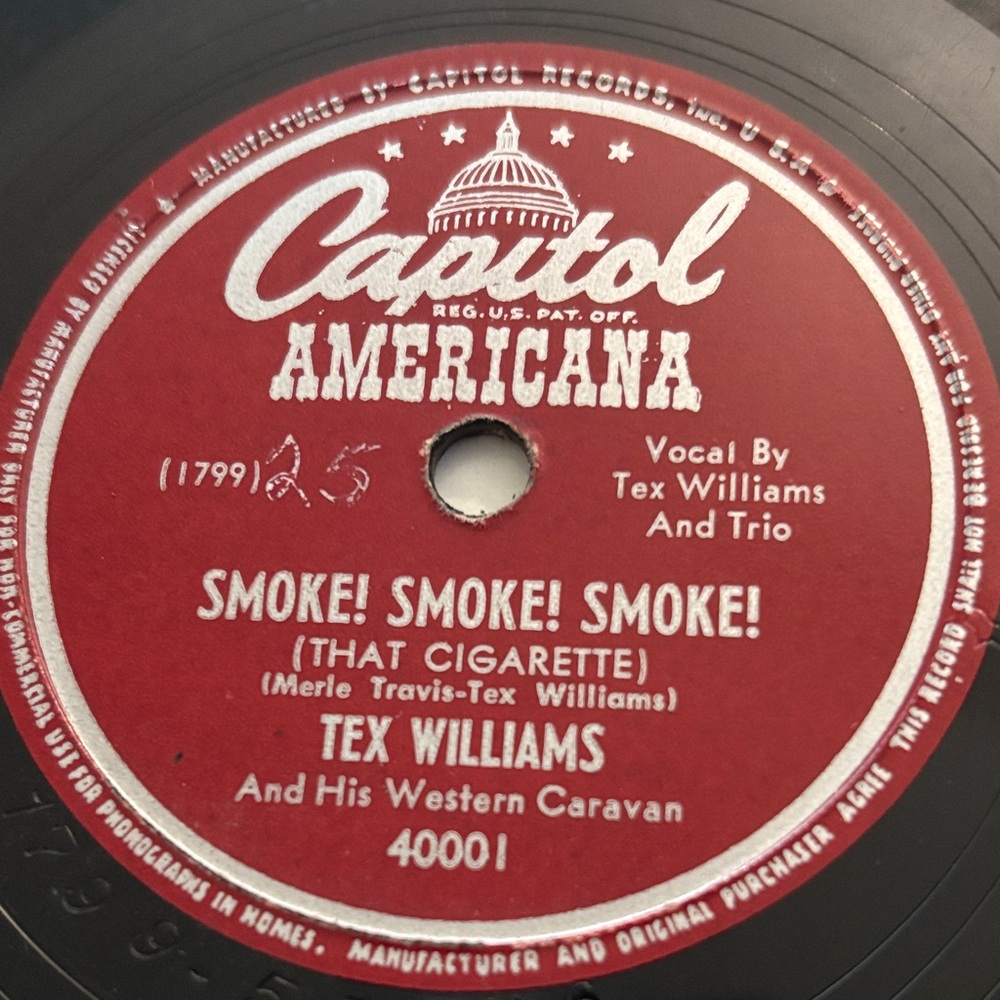 78 RPM Smoke Smoke Smoke That Cigarette Roundup Polka Tex Williams